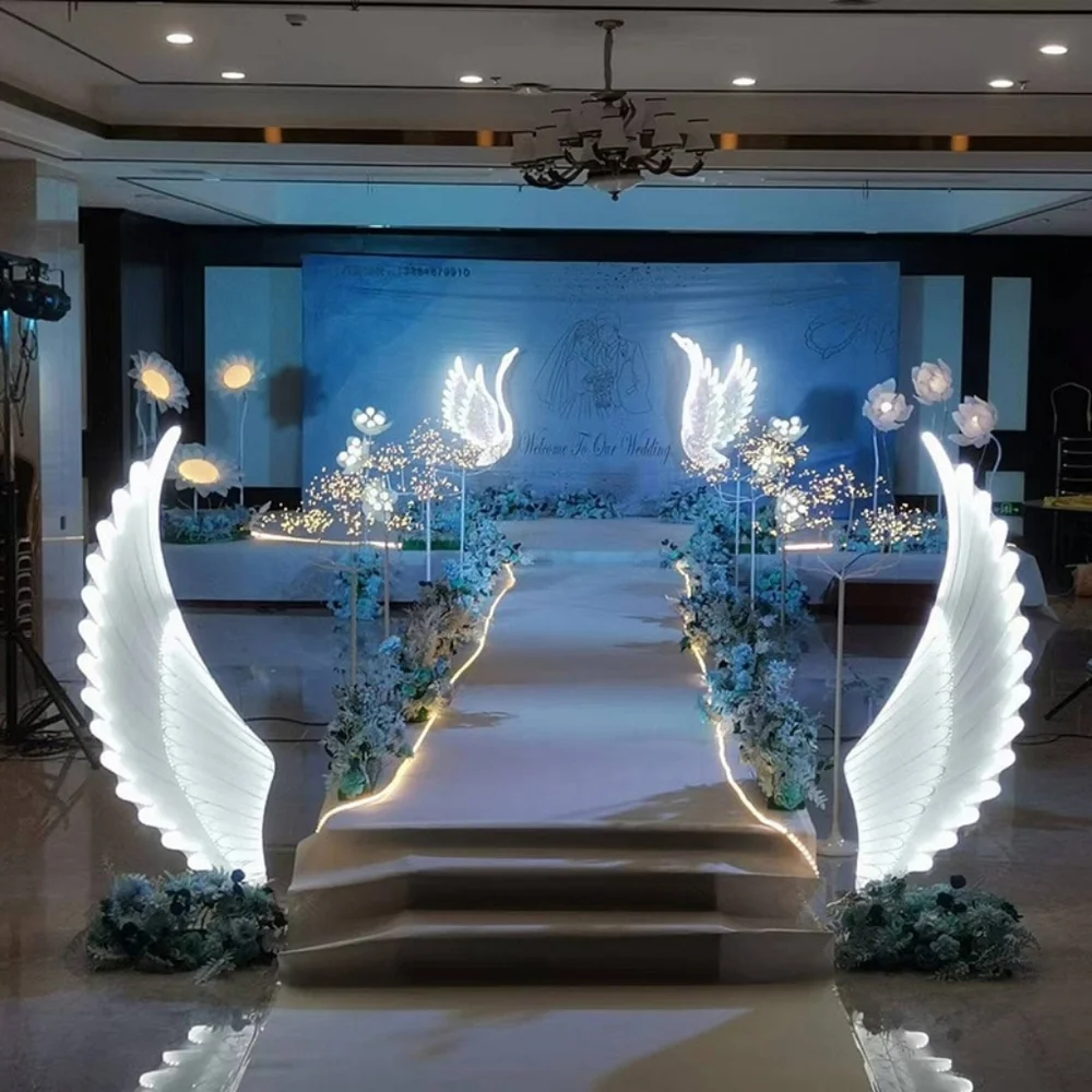 Large Angel Wings Lamps Pair